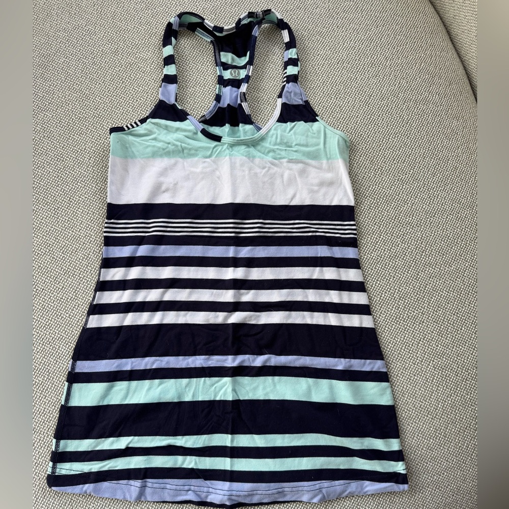 lululemon athletica Striped Racerback Tank Top - Black, White, Mint - Size 6